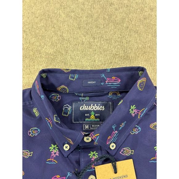 NWT Chubbies Neon Bites Performance Friday Shirt (Men's Medium)‎ Blue - Picture 4 of 11